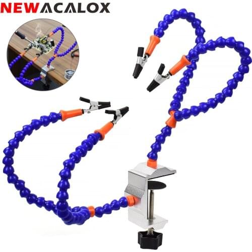 NEWACALOX Soldering Iron Holder Table Clamp Soldering Third Hand Tool PCB Fixture Helping Hands Tool Welding Repair Tool