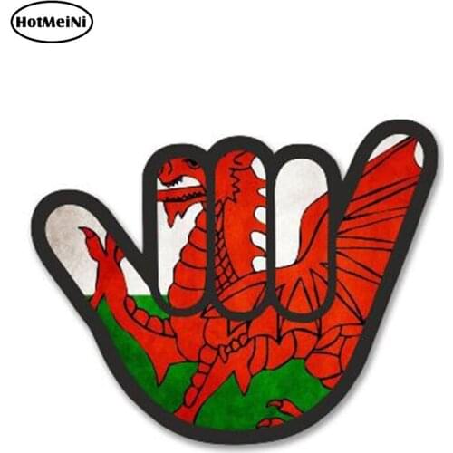 HotMeiNi 13cm x 8cm Shocker Hand With JDM Style Welsh Flag Motif External Vinyl Reflective Car Sticker Waterproof Decal