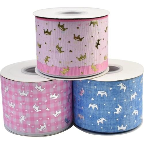 HSDRibbon 75mm 3inch hsd-design custom crown Pattern on Grosgrain Ribbon