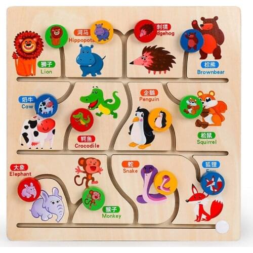 Montessori Maze Toy Baby Learn Animal Fruit Car Vegetable Number Train Logical Thinking Educational Parent-child Game Toys