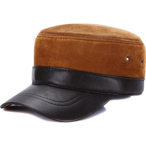 Fashion Men Women Six Colors Unisex Adjustable Classic Style Plain Flat Vintage Army Hat Cadet Military Patrol Leather Cap Best