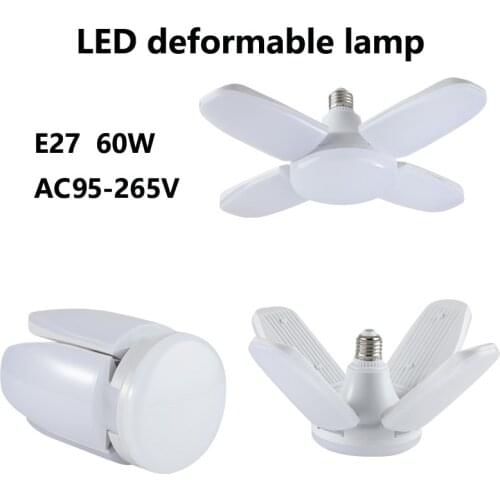 LED 60W E27 B22 Deformable Garage Light Folding Bulb Fan blade bulb AC220V 230V 110V LED deformable lamp Gifts LED Bulb for home