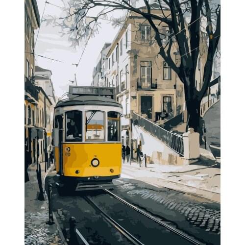 MaHuaf-i753 Lisbon street landscape painting by numbers on canvas DIY digital paint by number kits for living room home decor