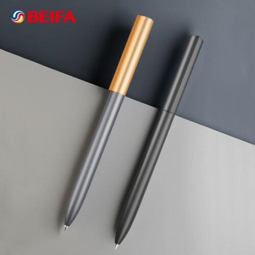 BEIFA Metal Gel Pen 0.5MM Black Ink Rotating Signing Pens For Business School Office Stationery Low Key Elegant caneta Supplies