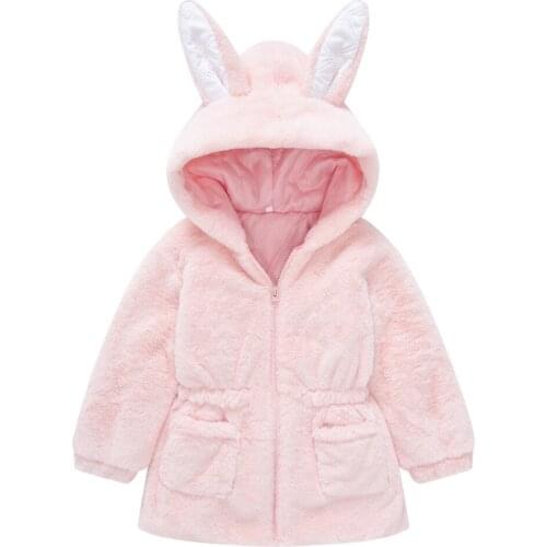 Fashion Toddler Infant Kids Baby Girls Boys Cute Solid Colors Long Sleeve Rabbit Ear Zipper Thick Hooded Coat Warm Outwear#g4