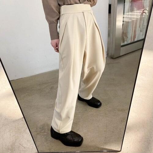 2020 Summer Korean Style Wild High Waist Wide Leg Pants Men Casual Loose Wide Leg Pants for Men Trousera,size M-XL