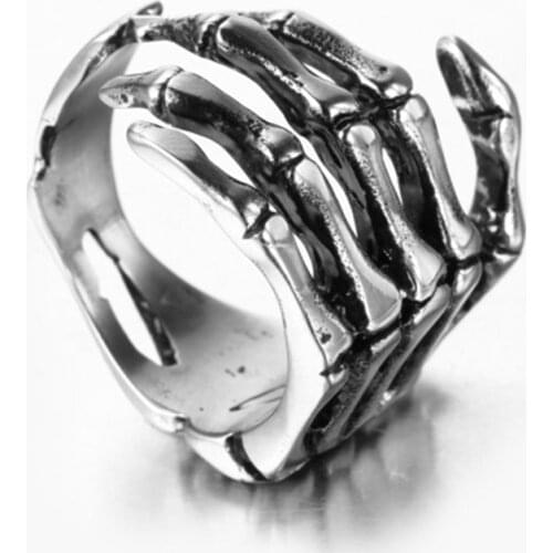 Hot Classic Fashion Selling Mens Hip Hop Punk Titanium Steel Retro Punk Skeleton Ring Jewelry Gift