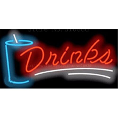 Drinks Coffee Glass Tube neon sign Handcrafted Display Light Bar Beer Pub Club signs Shop Store Business signage 17"x14"