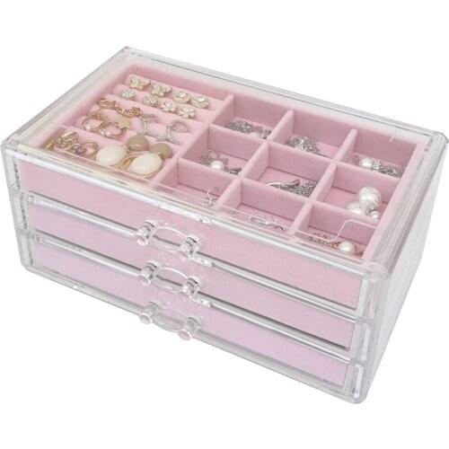 New Acrylic Jewelry Storage Box Tray Ring Earring Box Bracelet Necklace Pendants Display Tray Jewelry Display Box Organizer