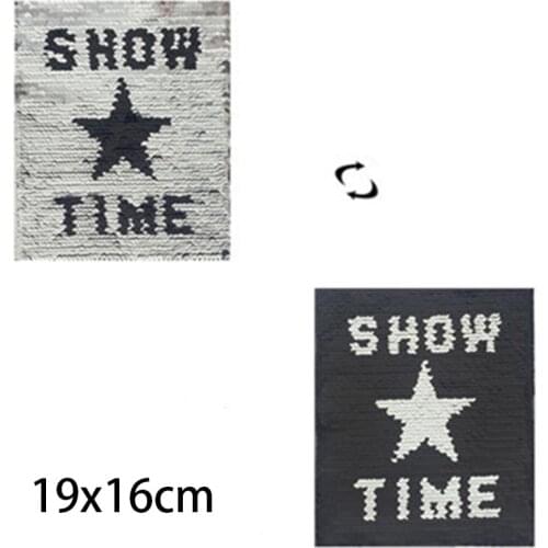 2019 New T-shirt Girl Patch Show Time Letter Patches for Clothing Star Reversible Change Color Sequins T shirt Stickers