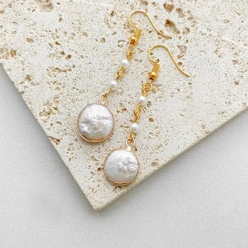 POMLEE 2021 New Korean Fashion Pearl Earrings for Women Irregular Freshwater Pearl Dangle Earrings Golden Silver Color Jewelry