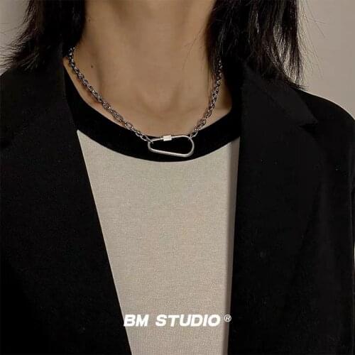 BM Buckle Necklace Female Ins Cold Wind Tide Male Hip-Hop Necklace cu lian Accessories Choker Titanium
