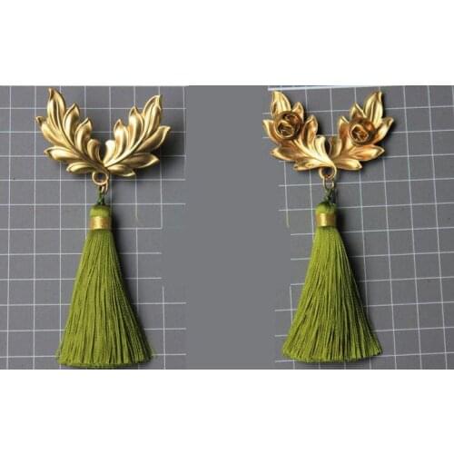 Drop Shipping Vintage Brass Olive Leaf Brooch Handmade Antique Lapel Pin for Wedding Gift Tassels Badge Victorian