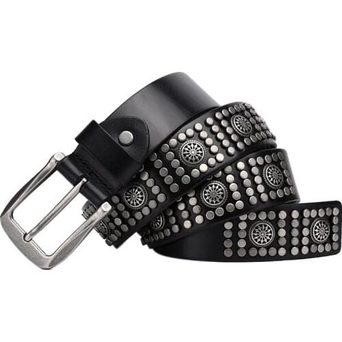 New Rivet Punk Men Women Pin Buckle Belt High Quality Genuine Leather Personality Belt Luxury Gift for Men Women Hip Hop Belt