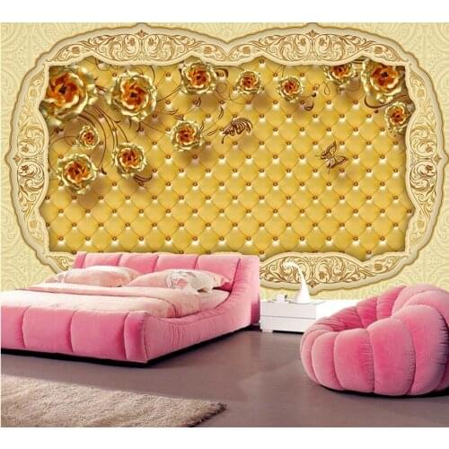 Papel de parede Luxury golden rose magnificent 3d wallpaper,living room bedroom TV sofa wall wallpaper mural for cafe