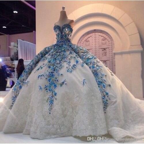 Luxury Lace Crystal Wedding Gowns Applique Sweetheart Gorgeous Beads Plus Size Bridal Ball Gowns Wedding Dress robe de mariage