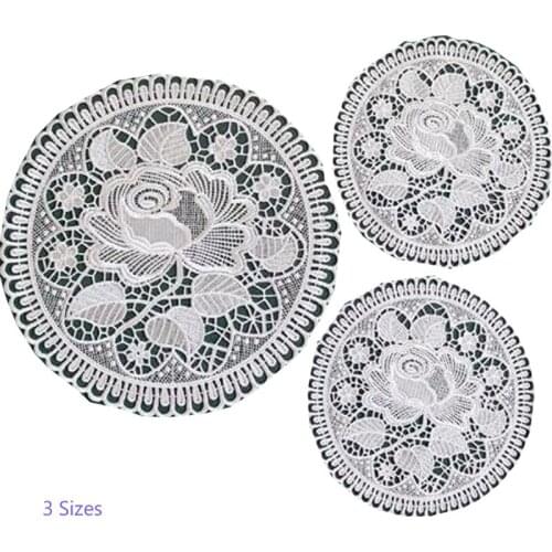 Luxury Lace rose embroidery placemat cup coaster mug kitchen table place mat cloth wedding dish doilies Christmas pad cookware