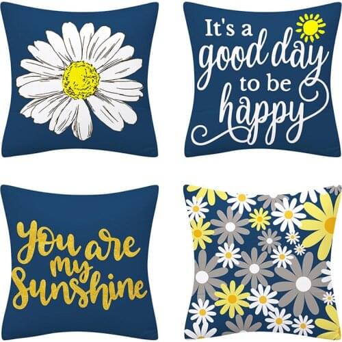Blue Chrysanthemum Printing Hugging Pillowcase Home Decoration Pillow Case Sofa Cushion Cover Home Supplies