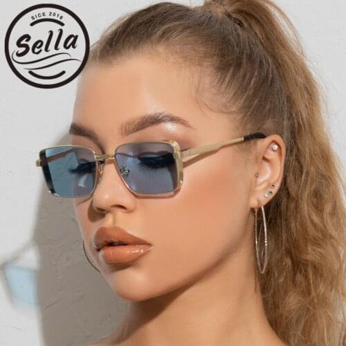 Sella New Fashion Women Men Vintage Small Sunglasses Classic Square Alloy Frame SunGlasses Street Style Women Shade UV400