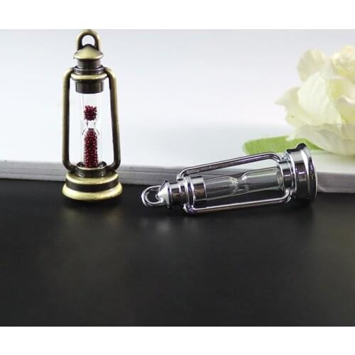 2PCS Glass Vial Pendants Locket Charms lantern charm Small Wishing Bottle Charm Name On Rice Art Jewelry Writing On Rice