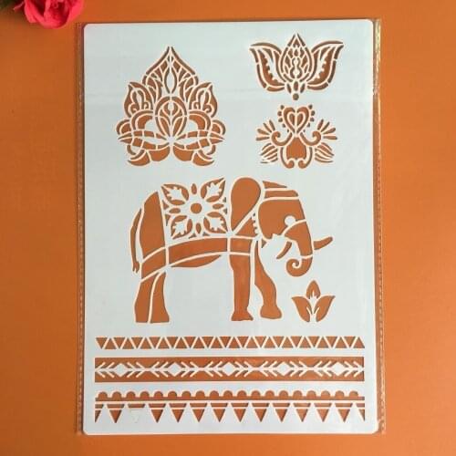 1Pcs Elephant A4 29*21cm Stencil For Painting Scrapbook Coloring Embossing Album Decorative Template drawing mandala stencils