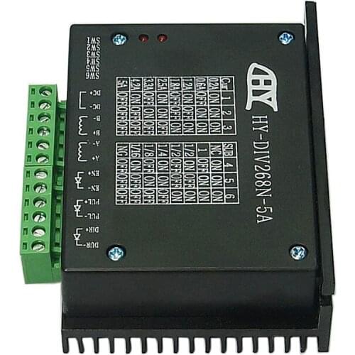 High Speed Torque Two Phase HY-DIV268N-5A Hybrid Controller CNC Router Stepper Motor Driver with DC 12-48V Current 0.2-5A