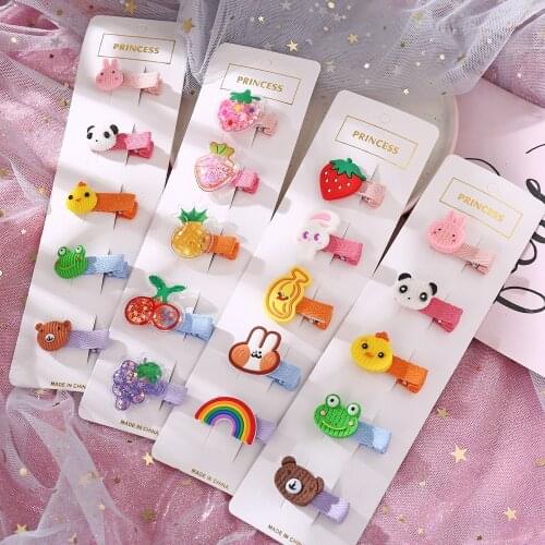 Girls Cute Rabbit Fruit Colorfur Hairpins Children Sweet Hair Clip Barrettes Headband Kids Fashion Scrunchies Hair Accessories