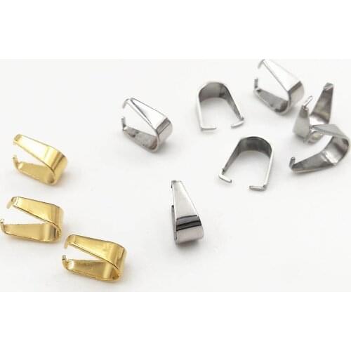 Silver Gold tone Stainless Steel Pendant Pinch Clips Bail Connector Jewelry Craft Findings for Necklace DIY Jewelry