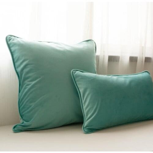 Piping Edge Blue Green Velvet Cushion Cover Pillow Case Soft Throw Pillow Cover No Balling-up Without Stuffing