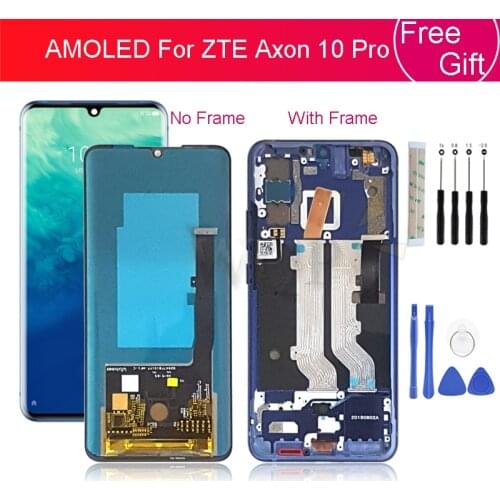 AMOLED For ZTE Axon 10 Pro Lcd Display with frame Display Touch Screen Digitizer Assembly Replacement Repair Parts 6.47"