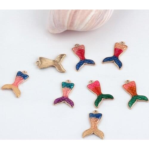 10pcs DIY manual accessories mermaid beauty fishtail alloy material drops oil pendant earrings enamel stud earrings charm