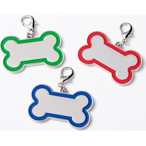 100pcs/lot Zinc Alloy Bone Shaped Pet Dog ID Tags Blank Pet Tags Suitable for Laser Engraving