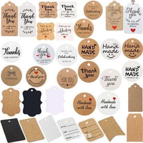 100pcs Thank You for Celebrating with Us Tag DIY Handmade Label Birthday Party Gift Wedding Decoration Baking Blank Price Tag