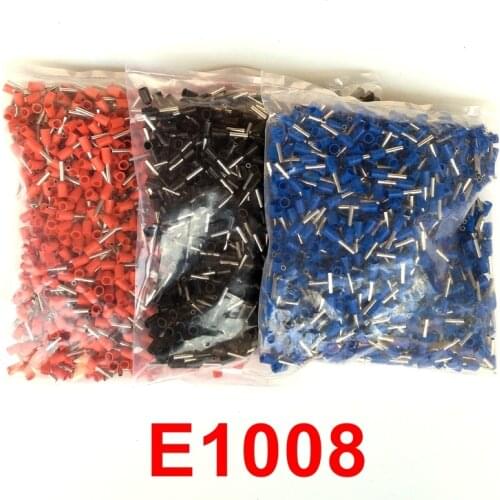 1000pcs/lot E1008 Insulated Terminals Cold Pressed Terminals