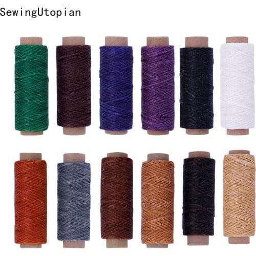 12PCS 150D 50M Leather Sewing Waxed Thread Cord for Leather Craft DIY 1mm Diameter Wax Line Stitching Thread Cord Set