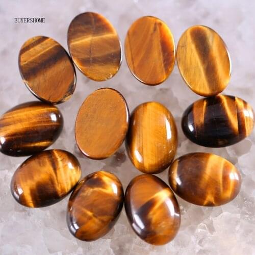 18x13MM&16x12MM CAB Cabochon Oval Natural Stone Beads Gold Tigereye For Jewelry Making Necklace Pendant Bracelet Earrings 10Pcs