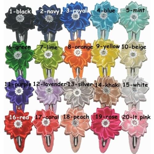 30 pcs/ lot , 4cm statin rhinstone flower with ribbon clip for apparel hair accessories headwear