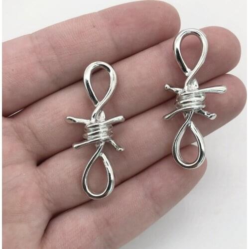 4pcs Zinc Alloy Silver Color thorns Charms 44x20mm Tibetan Silver Plated Pendants Antique Jewelry Making DIY Handmade Craft