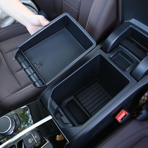 Car Black Central Glove Armrest Storage Box Phone Tray For BMW X3 G01 2018-2019 Year Accessories Car Stying
