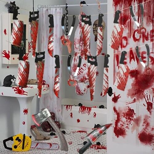 Bloody Garland Banner Halloween Zombie Vampire Party Decoration Supplies Halloween Knife Props for Home Butcher Bloody Bathroom