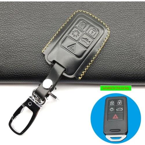 Key fob leather case cover skin shell cover For Volvo XC60 S60l V40 V60 S60 5 buttons smart remote keyless protecte