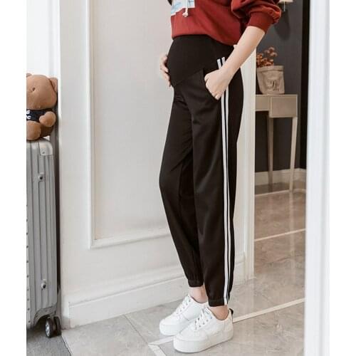 Pregnant womens trousers spring and autumn pregnant womens fashion all-match small feet belly pants casual maternity wear