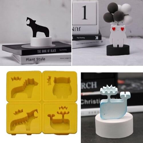 Four Simple Animal Silicone Molds Whale Bear Roaring Dog Cute Dog