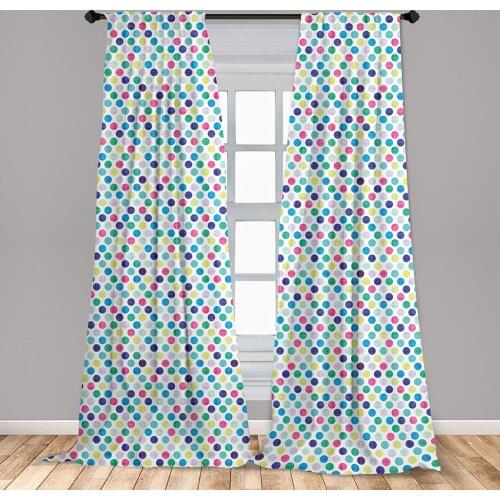 Colorful Curtain Traditional Polka Dot Design in Multicolor Geometric Circles Contrasting Colors Window Curtain Living Room