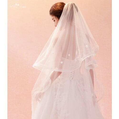 LZP382 Ivory Wedding Veil 3 Meters Simple Tulle One Layer Bridal Veil Cathedral Veil Veu De Noiva