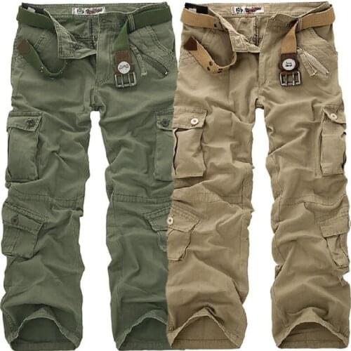 Camouflage Trousers Military Pants Mens Cargo Pants Multi-Pockets Large Size 44 Tactical pant Men Straight Slacks free shipping