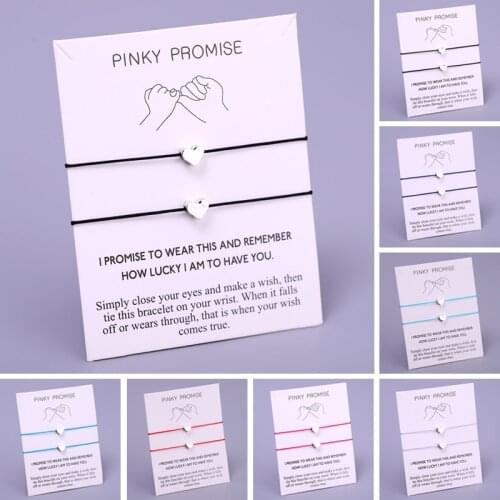A SET) Heart Pinky Promise Adjustable Bracelets Best Friends Lover Women Girl Couple Fashion Jewelry Drop Shipping