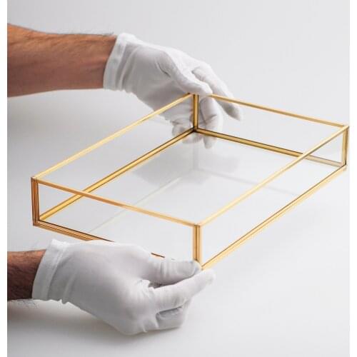 İskandinav Engagement Tray Presentation To Mention Coffee Decorative Gold Brass 30x20x6cm