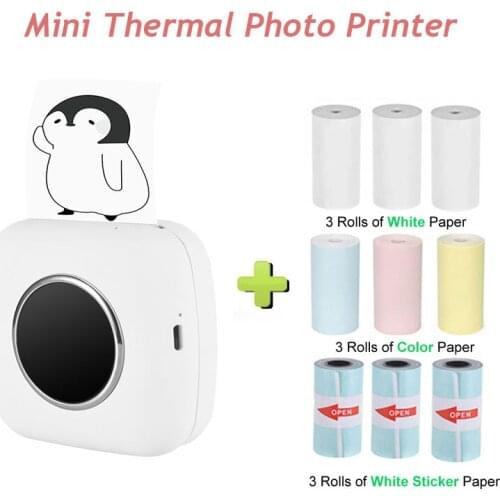 Mini Thermal Photo Printer Portable Thermal Sticker Printer 58 mm Printing Wireless Bluetooth -Compatible Printers Android IOS