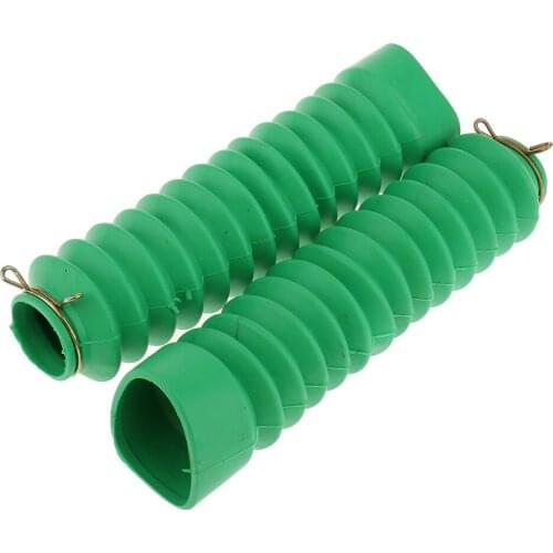 1 Pair Motorcycle Soft Rubber Front Fork Cover Gaiters Gators Boots - Green